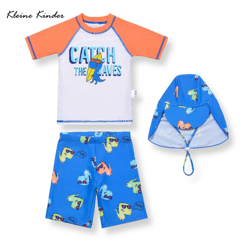 Kids Swimwear Anti UV Kids Swimsuit for Boys Long Sleeve 3-Piece Children Swimming Bathing Suit Rash Guard Seaside Beach Clothes