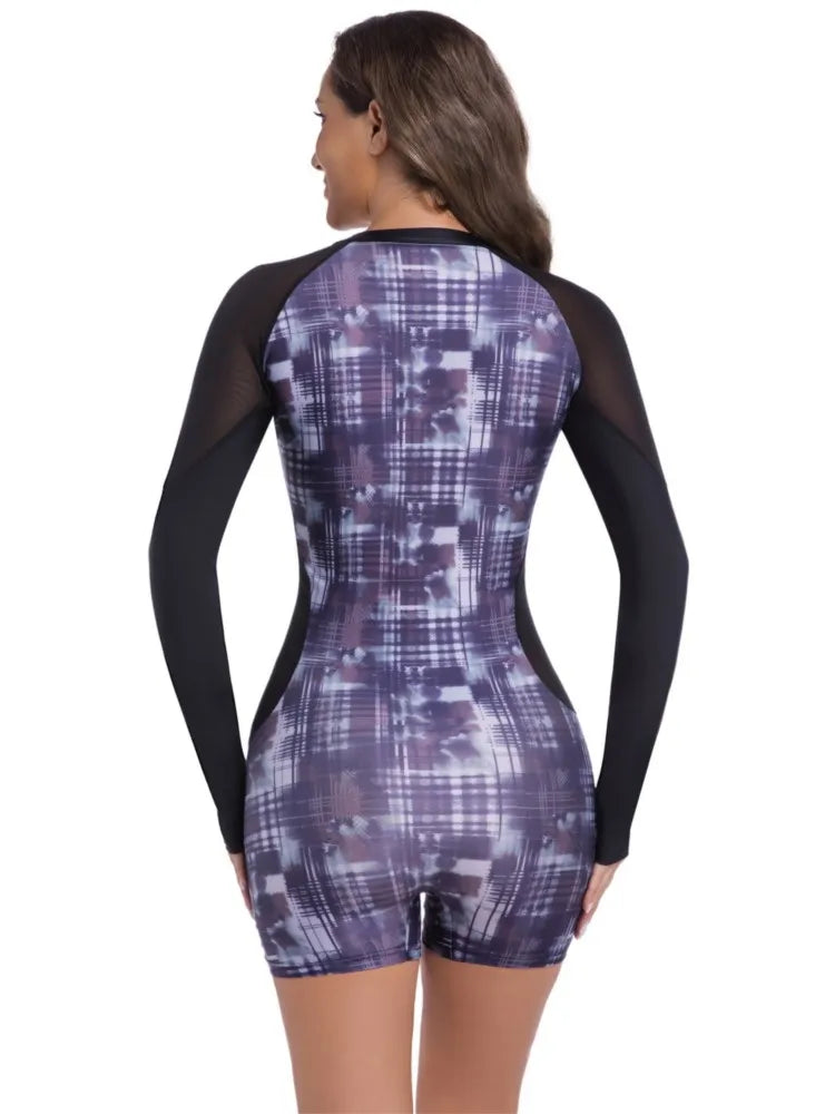 Rash Guard Patchwork Sport One Piece Swimsuit Swimwear Women Professional Sport Bathing Suit Surfing Swimsuits Swimming Suit