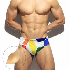 Men Swimming Trunks Low-waisted Swimsuit Boxer Quick-Drying Beach Shorts Breathable Tight Fitting Swimwear Boxer Briefs