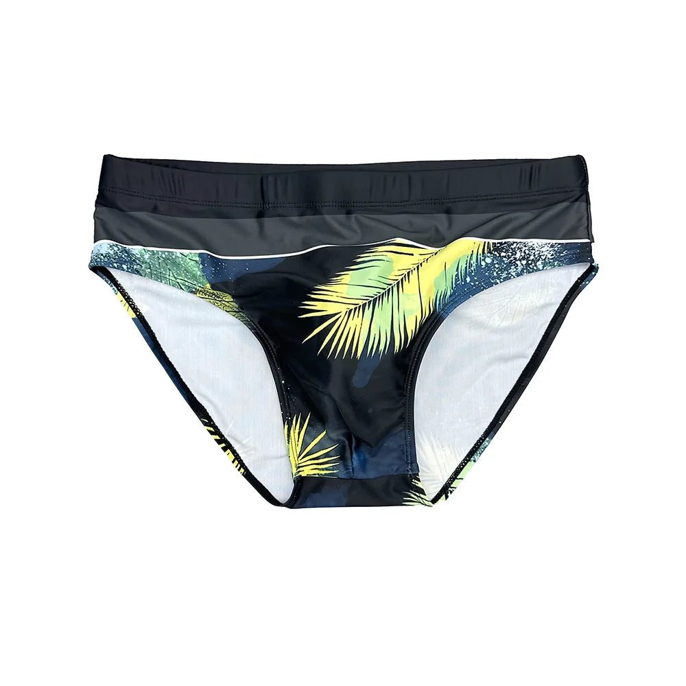 summer style men's dream leaf swim trunks low waist European and American beach hot spring swimming briefs