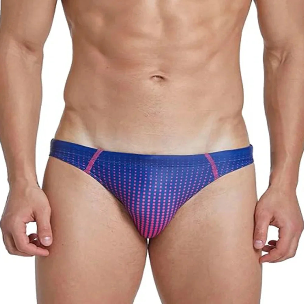 Men's Triangle Polka Dot Gradient Elastic Waist Fashion Sports Casual  Beach Swimming Trunks Flat Angle