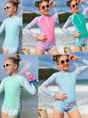 Bathing Suit With Short Toddler Girls Long Sleeve Swimsuits Swimwear Little Girls Swimsuits 2 Pieces Kid