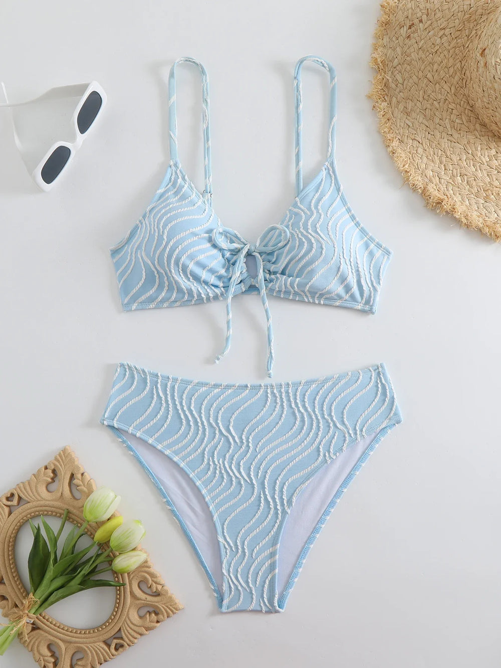 High Waist Bikini Women Strappy Swimsuit Striped Swimwear Female Bathers Bathing Swimming Swimsuit Beachwear