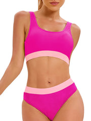 Contrast Color Bikini Set Women Backless Split Swimsuit Holiday Bathing Suit  Summer Two-pieces Beachwear Bikini