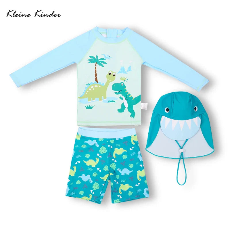 Kids Swimwear Anti UV Kids Swimsuit for Boys Long Sleeve 3-Piece Children Swimming Bathing Suit Rash Guard Seaside Beach Clothes