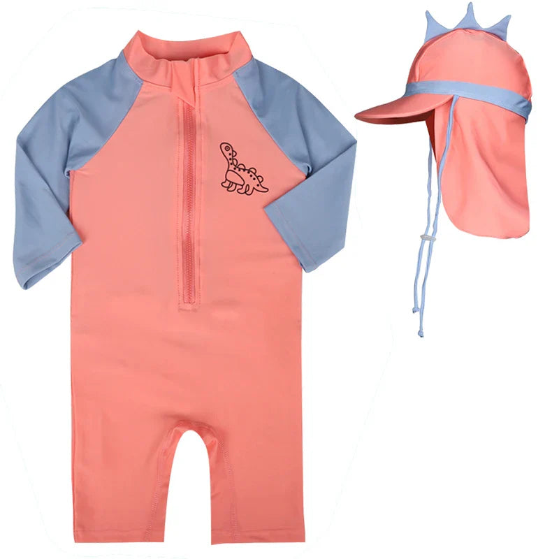 UV Baby Boy Swimsuit One Piece Swimming Jumpsuit Ruffles Bathing Suit SPF 50 Long Sleeve Kids Swimwear for Girls 1-7 Years