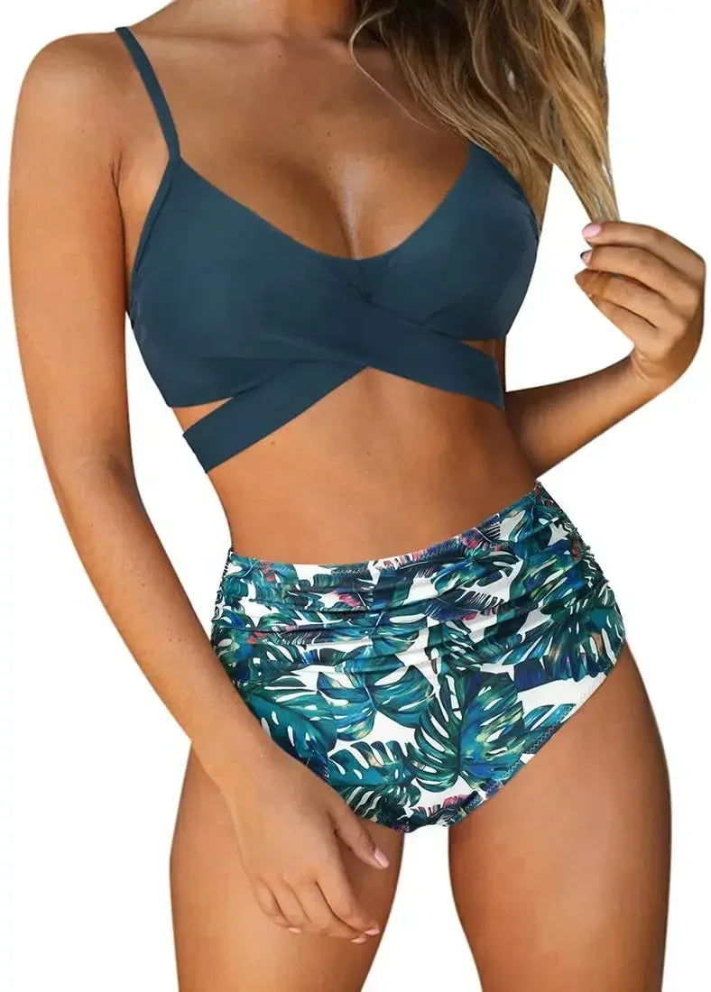 Push Up Bikinis Women's Solid Color Swimwear Female Swimsuit Swimming Bathing Suits Bikini Set Beachwear Bather