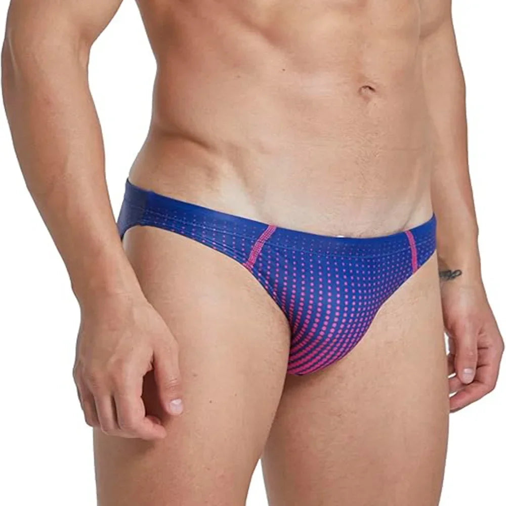 Men's Triangle Polka Dot Gradient Elastic Waist Fashion Sports Casual  Beach Swimming Trunks Flat Angle