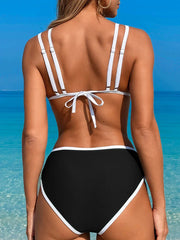 Strappy Bikinis Women High Waist Swimsuit Solid Swimwear Female Bathers Bathing Swimming Swim Suit Beachwear