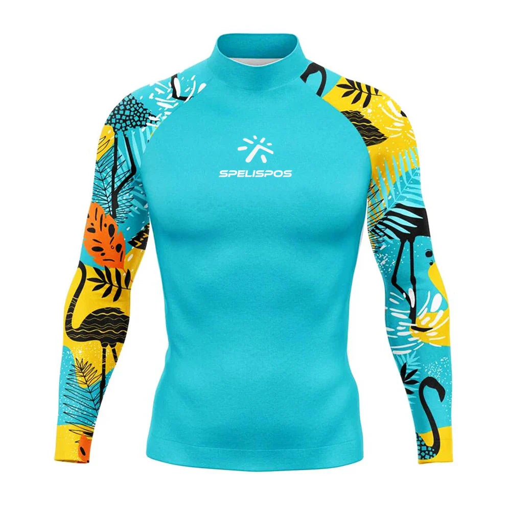 Men Surfing Wear Fit Swimming Diving T-Shirts Tight Long Sleeve Rash Guard Swimwear UV Protection Clothing Beach Floatsuit Tops