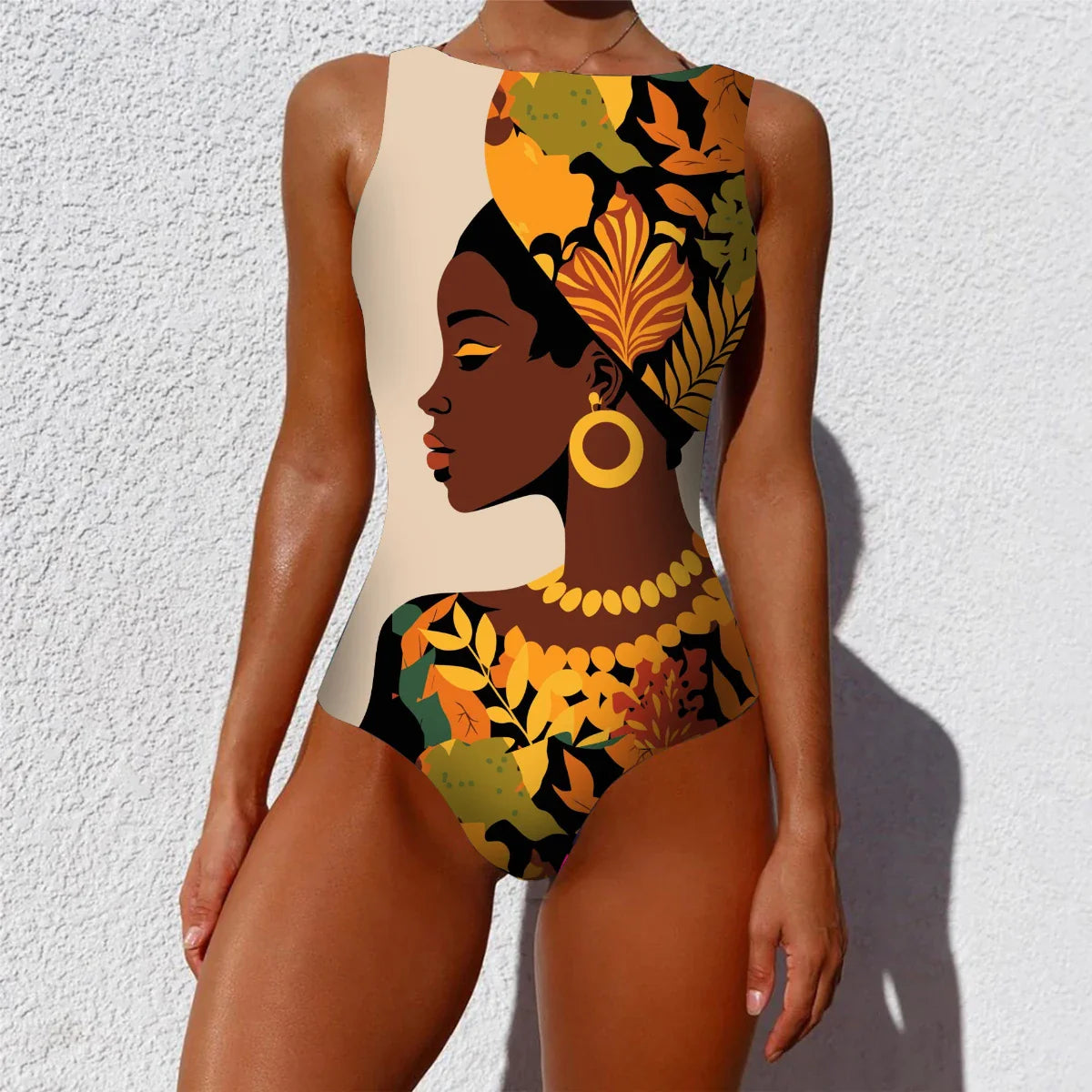 Print One Piece Swimsuit Push Up Swimwear Women Vintage Retro Bathing Suits Bodysuit Beach Wear Backless Monokini Pool