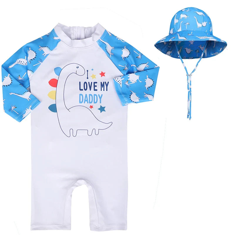 UV Baby Boy Swimsuit One Piece Swimming Jumpsuit Ruffles Bathing Suit SPF 50 Long Sleeve Kids Swimwear for Girls 1-7 Years