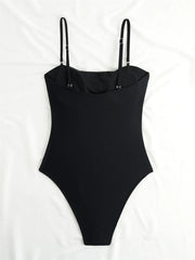 Strappy One Piece Swimsuit Women Swimwear Solid Bodysuit Bathers Bathing Swimming Swim Suit Female Summer Beachwear