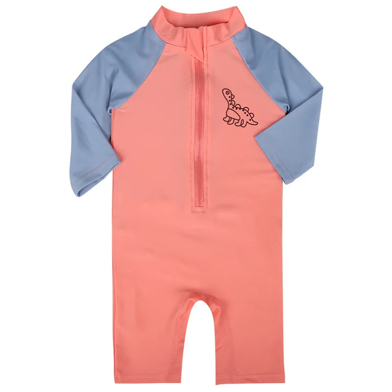 UV Baby Boy Swimsuit One Piece Swimming Jumpsuit Ruffles Bathing Suit SPF 50 Long Sleeve Kids Swimwear for Girls 1-7 Years