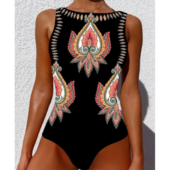 Print One Piece Swimsuit Push Up Swimwear Women Vintage Retro Bathing Suits Bodysuit Beach Wear Backless Monokini Pool