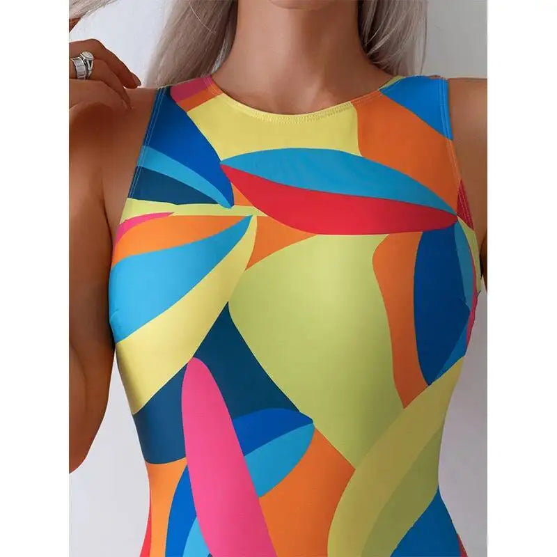 Color Print Design One-Piece Swimsuits Closed Women Swimwear For Swimming Wear Body Bathing Suits Beachwear Pool Bather