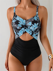 Strappy One Piece Swimsuit Women Push Up Cross Swimwear Female Padded Bathing Swimming Suit Hollow Beachwear Summer