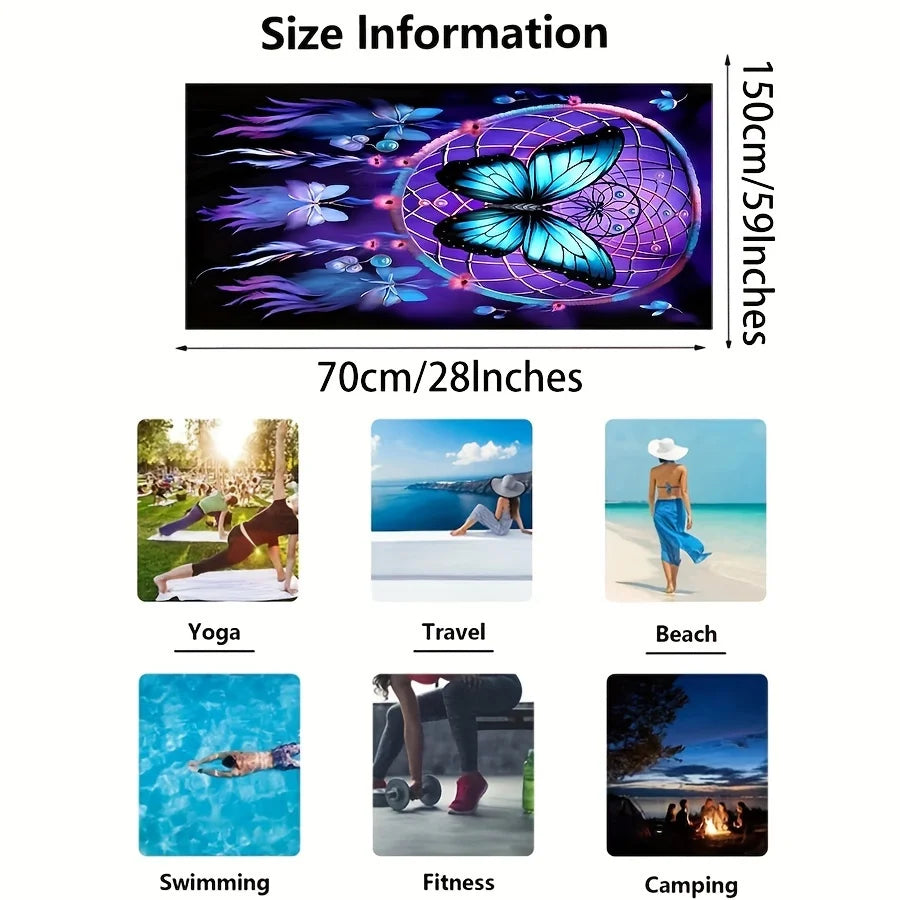 Butterfly Beach Towel, Super Soft Absorbent Bath Towel, Extra Large Travel Towel for Sports Pool Swimming Pool Bathroom Camping