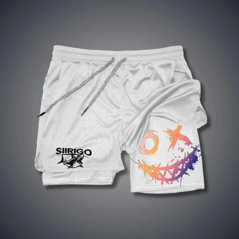 Men's Smiling Face Fitness Shorts | Quick-Dry Outdoor Sportswear