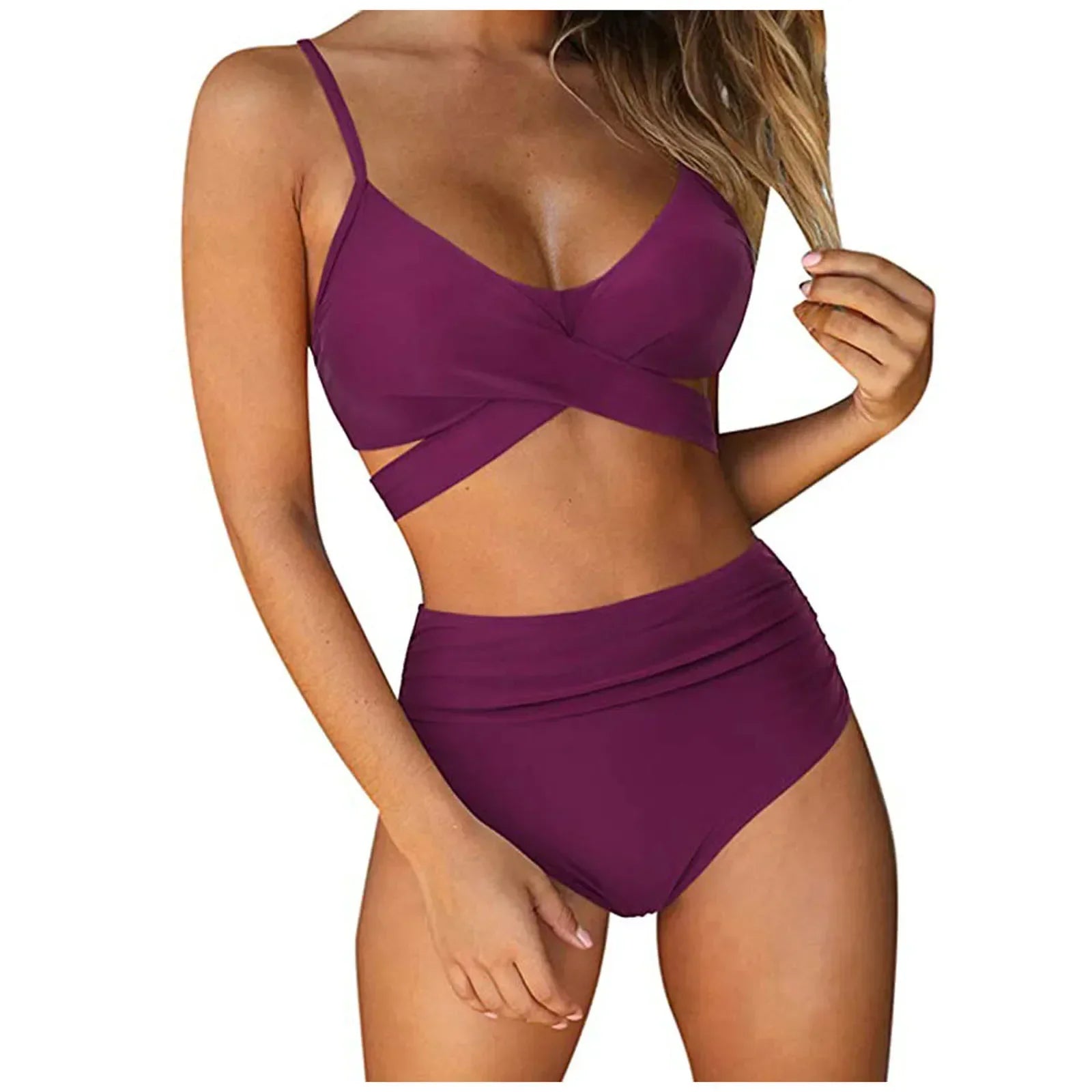 Push Up Bikinis Women's Solid Color Swimwear Female Swimsuit Swimming Bathing Suits Bikini Set Beachwear Bather