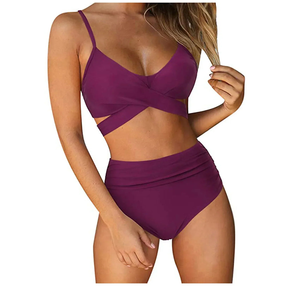 Push Up Bikinis Women's Solid Color Swimwear Female Swimsuit Swimming Bathing Suits Bikini Set Beachwear Bather