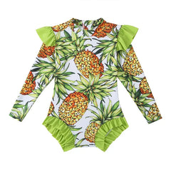 Girls Swimsuit Long Sleeve Baby Girls Training Swimwear Children Kids One-piece Bathing Swimming Swim Suit Summer Beachwear