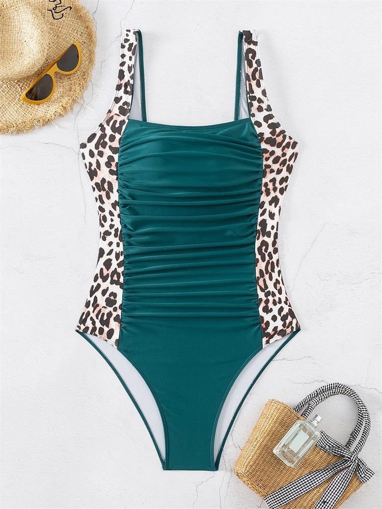 One Piece Swimsuit Women Solid V Neck Sling Bodysuit Monokini Swimwear Summer Backless Beach Bathing Suit Female