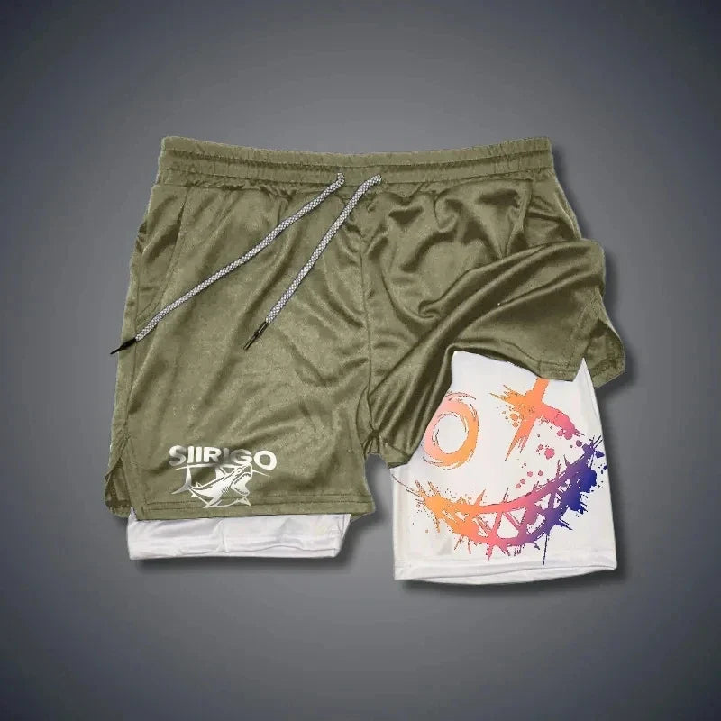 Men's Smiling Face Fitness Shorts | Quick-Dry Outdoor Sportswear