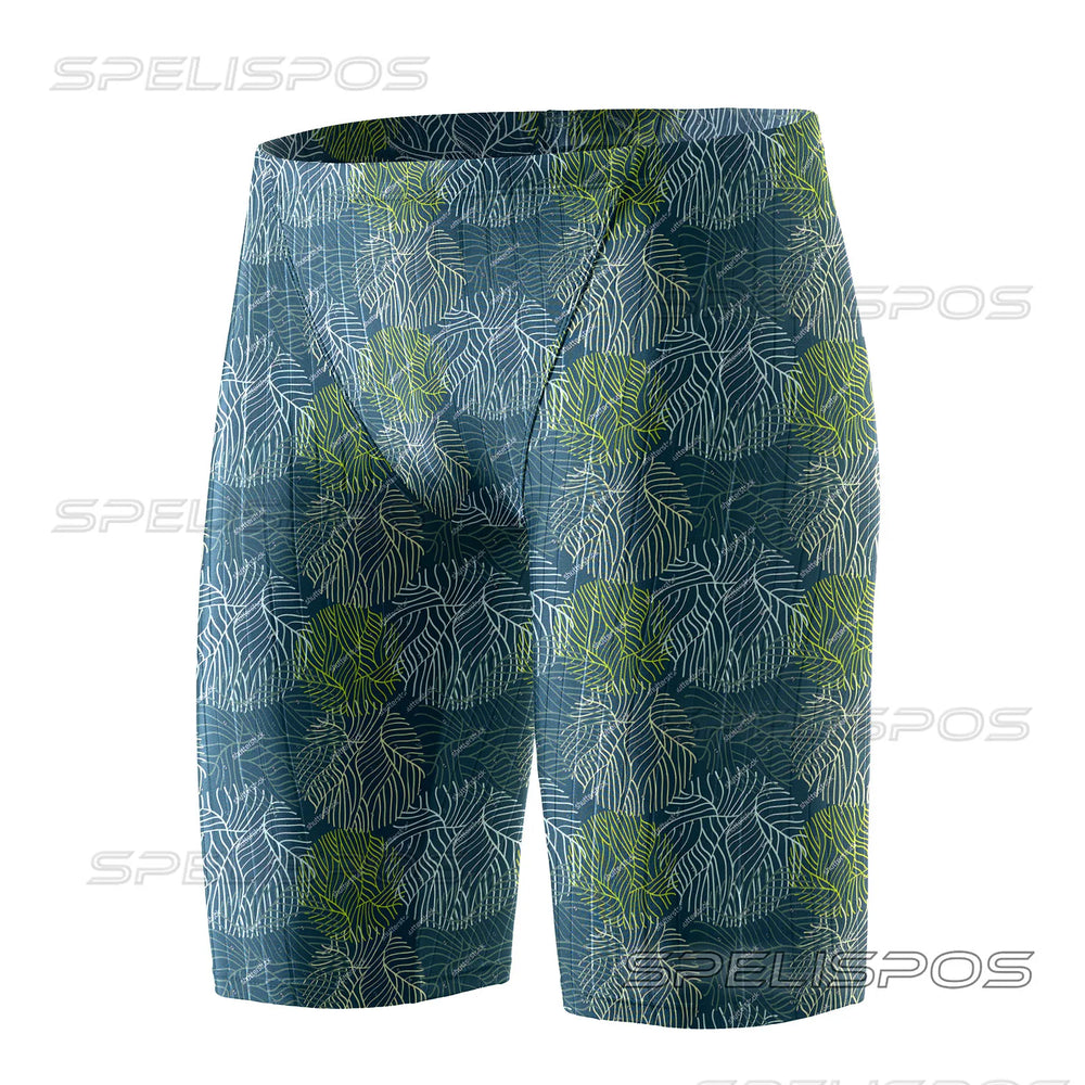 SPELISPOS Men Swimming Trunks Professional Swim Surf Trunks Summer Beach Protection Gym Tights Shorts Quick Dry Printed Plus