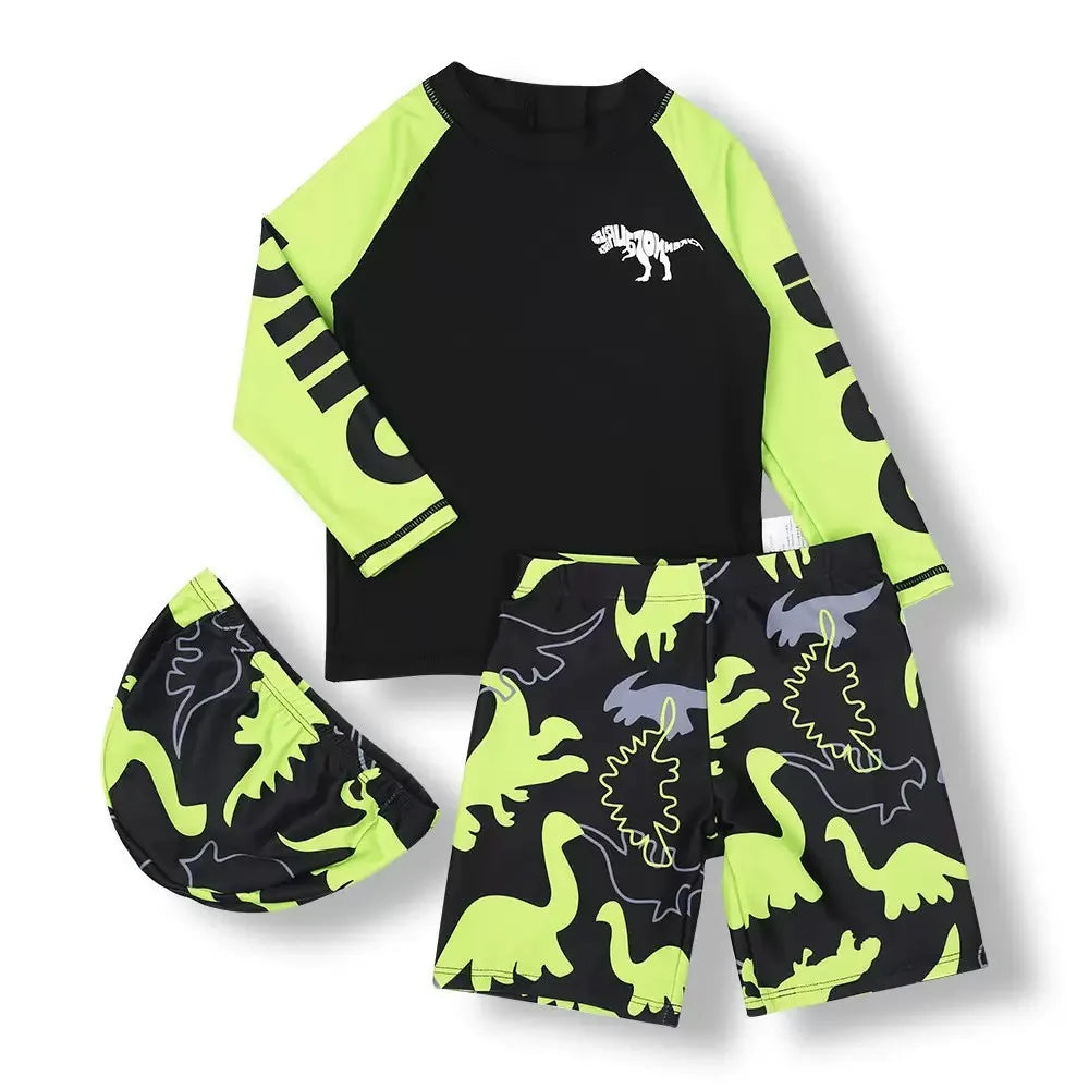 Boys Swimwear Anti UV Kids Swimsuit for Boys Long Sleeve Dinosaur Children Swimming Bathing Suit Rash Guard Summer Beach Clothes
