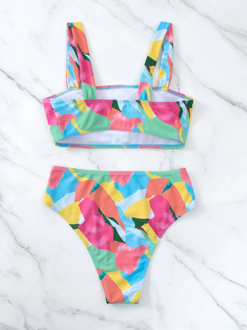 High Waist Bikinis Strappy Swimsuit Women Color Block Swimwear Female Bathers Bathing Swimming Swim Suit Beachwear