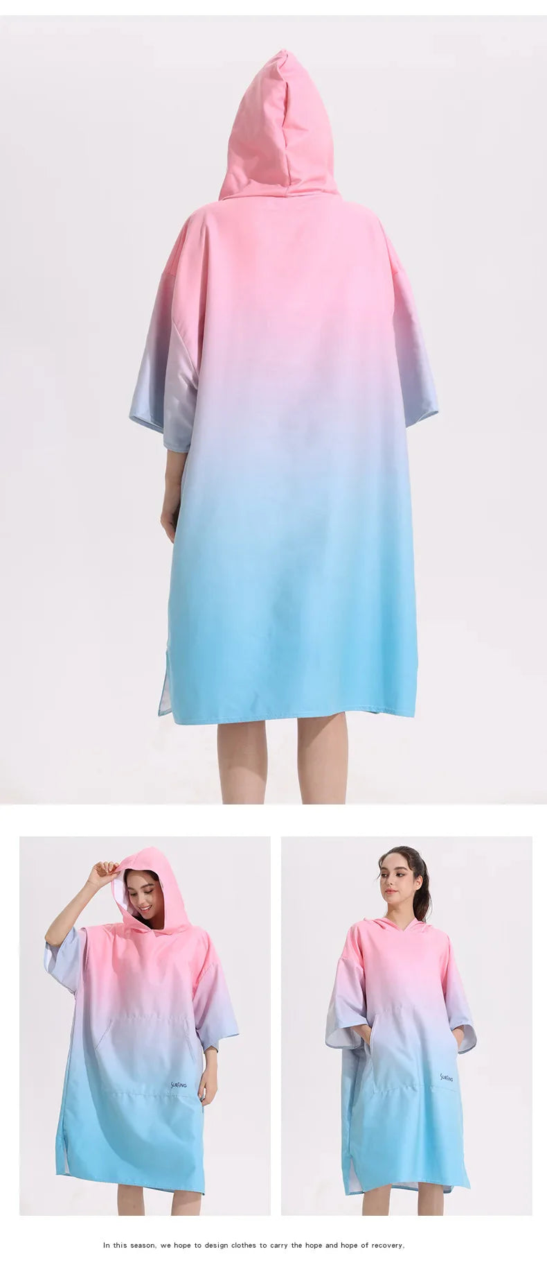 Poncho Towel Change Robe Poncho Quick-drying Hooded Bath Towel Swimming Robe Beach Swimming Surfing Towel Adult