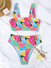 High Waist Bikinis Strappy Swimsuit Women Color Block Swimwear Female Bathers Bathing Swimming Swim Suit Beachwear