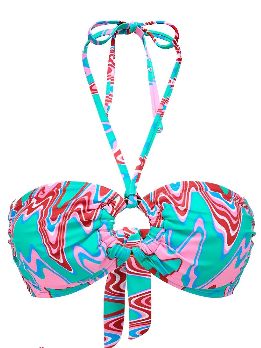 Halter Bandeau Bikini Women High Waist Swimsuit Female Padded Swimwear Bathers Bathing Swimming Swim Suit Summer Beachwear