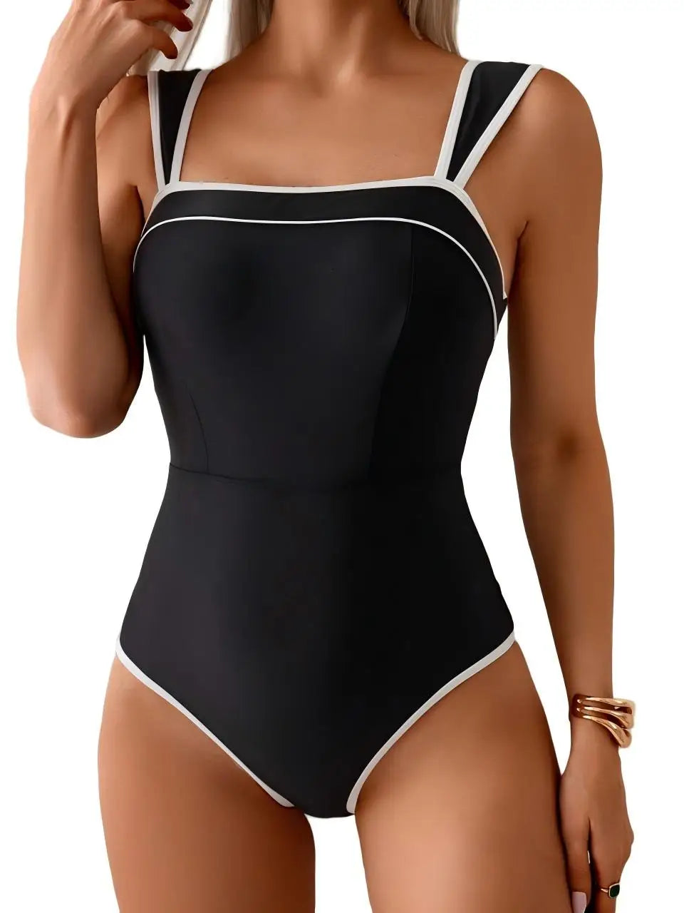 Strappy Black Swimsuit Women One Piece High Cut Swimwear Female Monokini Bathing Swimming Suit Padded Beachwear Bodysuit