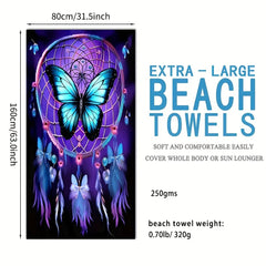 Butterfly Beach Towel, Super Soft Absorbent Bath Towel, Extra Large Travel Towel for Sports Pool Swimming Pool Bathroom Camping