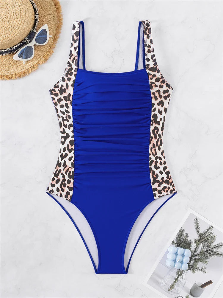 One Piece Swimsuit Women Solid V Neck Sling Bodysuit Monokini Swimwear Summer Backless Beach Bathing Suit Female