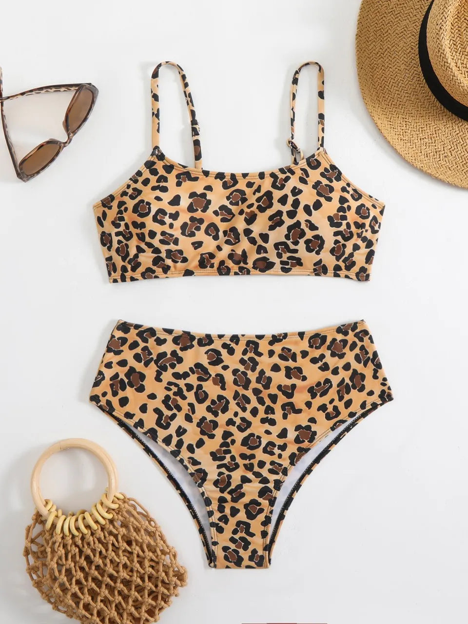 Leopard Printed Bikini Women Padded Swimsuit High Waist Swimwear Beachwear Summer Female Bathers Bathing Swimming Swim Suit