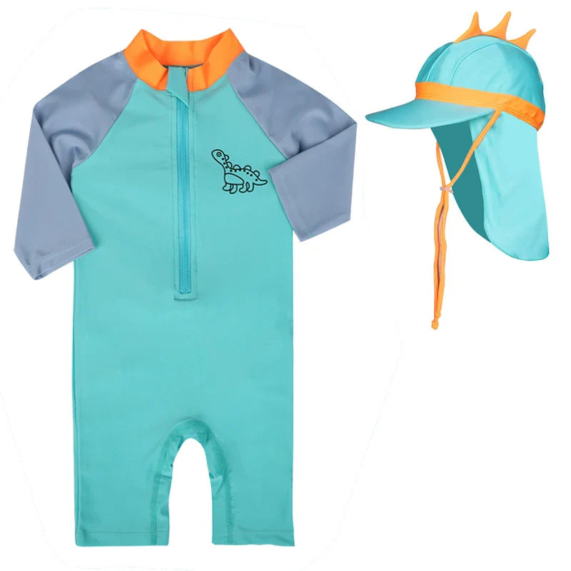 UV Baby Boy Swimsuit One Piece Swimming Jumpsuit Ruffles Bathing Suit SPF 50 Long Sleeve Kids Swimwear for Girls 1-7 Years