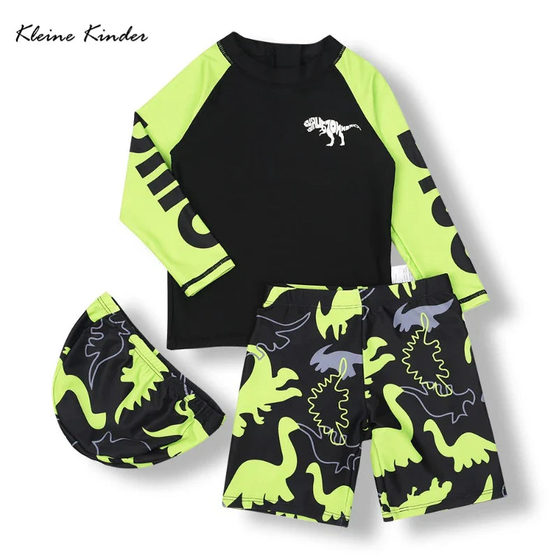 Kids Swimwear Anti UV Kids Swimsuit for Boys Long Sleeve 3-Piece Children Swimming Bathing Suit Rash Guard Seaside Beach Clothes