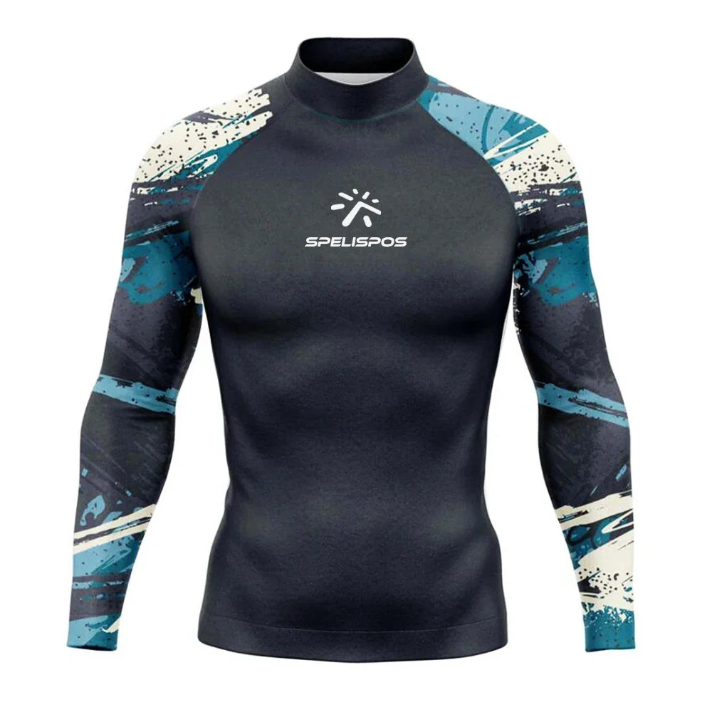 Men Surfing Wear Fit Swimming Diving T-Shirts Tight Long Sleeve Rash Guard Swimwear UV Protection Clothing Beach Floatsuit Tops