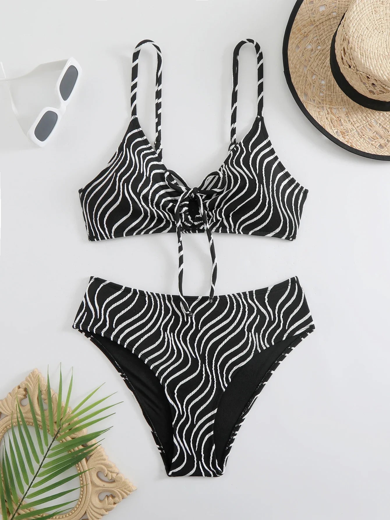 High Waist Bikini Women Strappy Swimsuit Striped Swimwear Female Bathers Bathing Swimming Swimsuit Beachwear