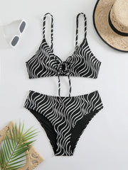 High Waist Bikini Women Strappy Swimsuit Striped Swimwear Female Bathers Bathing Swimming Swimsuit Beachwear