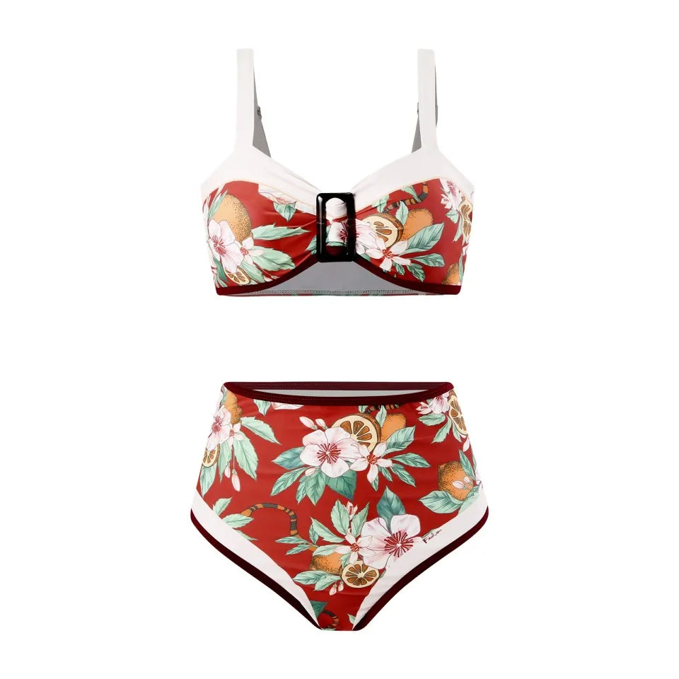 High Waist Bikinis Women Vintage Design Swimwear Printed Swimsuit Female Beachwear Bathers Bathing Swimming Swim Suit Summer