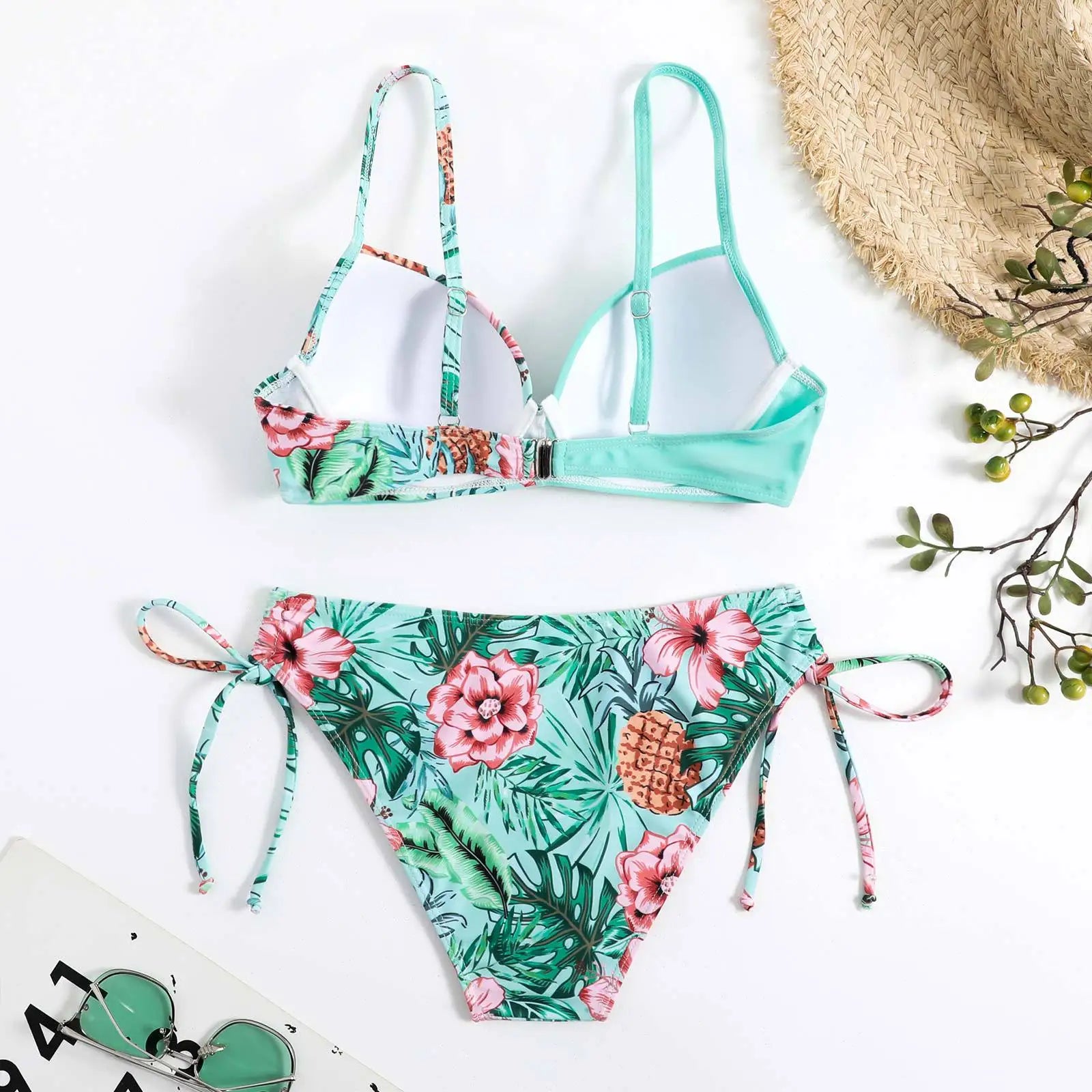 Bikinis Swimsuits Woman Push Up Swimwear Women's Beach Tropical Print Bathing Suits