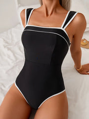 Strappy Black Swimsuit Women One Piece High Cut Swimwear Female Monokini Bathing Swimming Suit Padded Beachwear Bodysuit