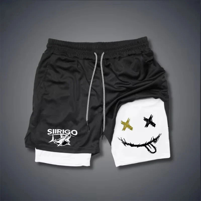 Men's Smiling Face Fitness Shorts | Quick-Dry Outdoor Sportswear