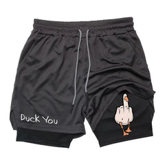 Men's Cartoon Duck Print Quick Drying Shorts | Summer Fitness Wear