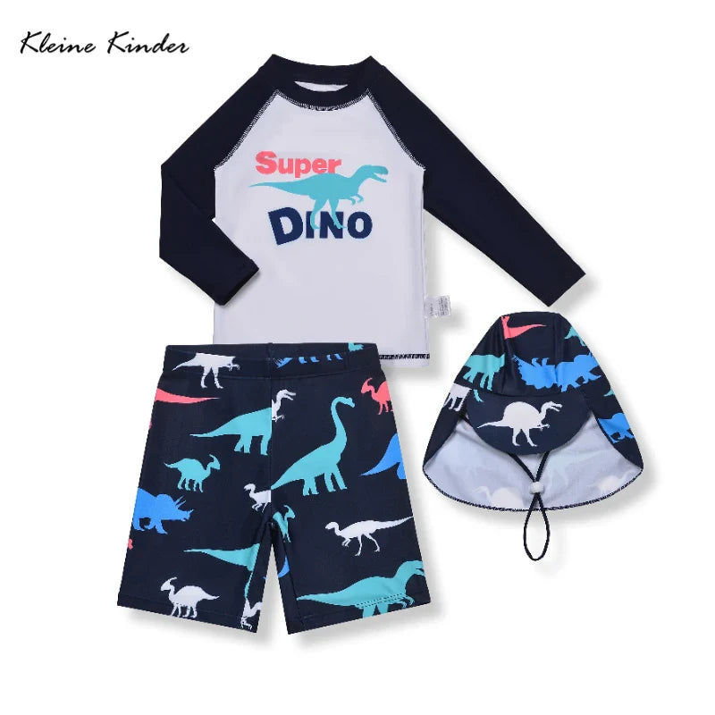 Kids Swimwear Anti UV Kids Swimsuit for Boys Long Sleeve 3-Piece Children Swimming Bathing Suit Rash Guard Seaside Beach Clothes