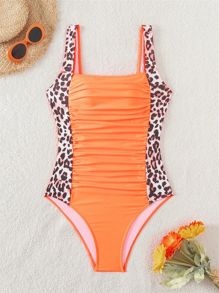 One Piece Swimsuit Women Solid V Neck Sling Bodysuit Monokini Swimwear Summer Backless Beach Bathing Suit Female